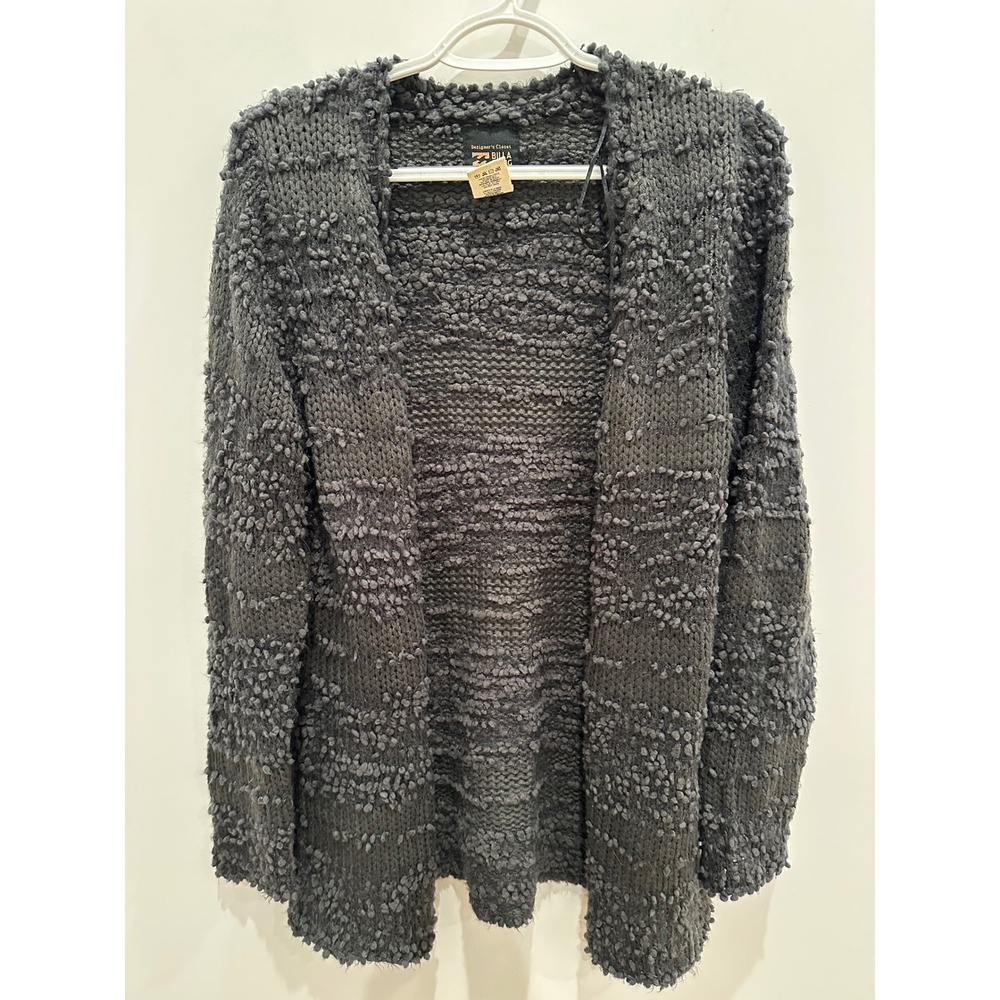 Billabong Designers Closet Gray Popcorn Knit Open Front Cardigan JV13HALL Mens M